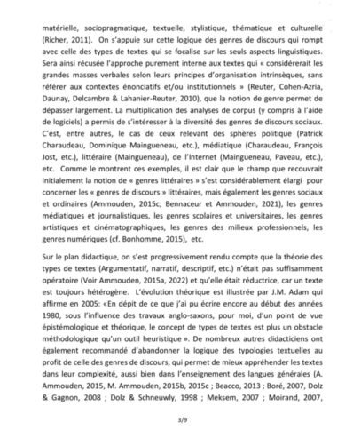 les genres de discours analysés par Les l’inguistes, Les littéraires et Les dédactitiens