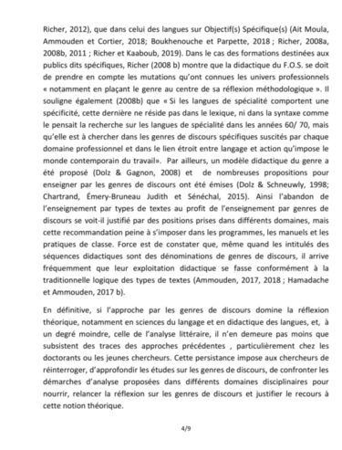 les genres de discours analysés par Les l’inguistes, Les littéraires et Les dédactitiens